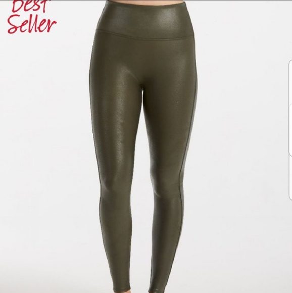 green leather leggings